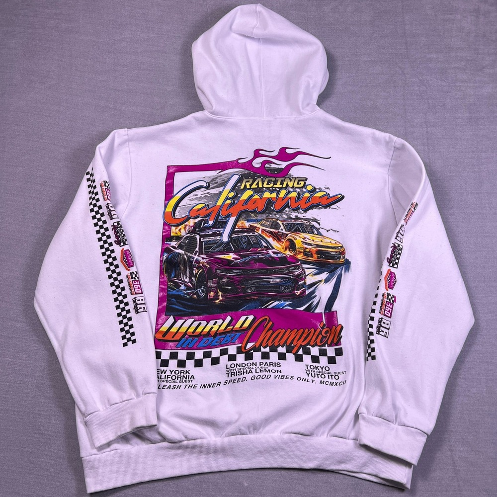 Fresh Laundry Racing Hoodie California World Champion Mens 2XL White